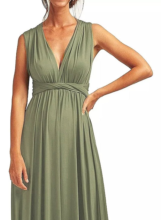 Vestido verde olivo formal