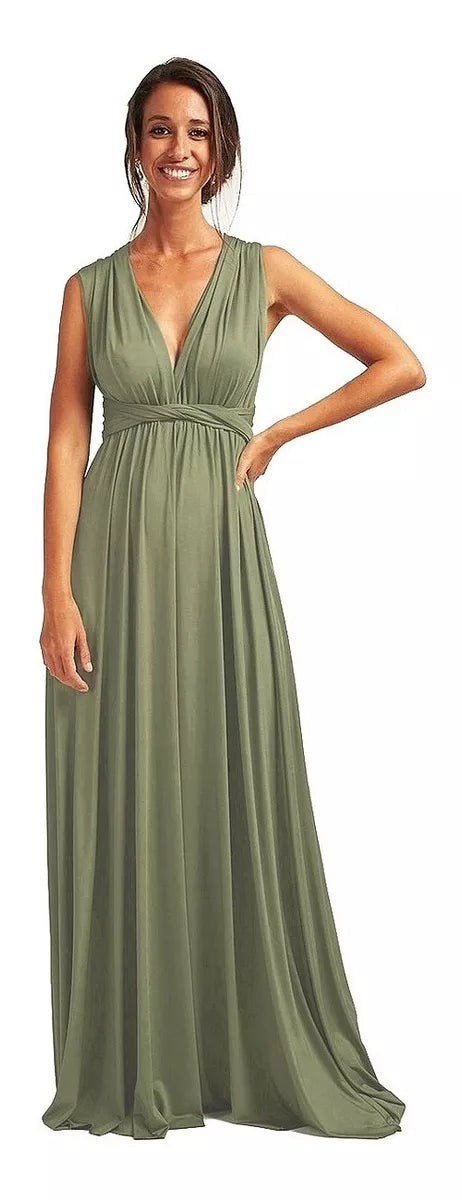 Vestido verde olivo formal